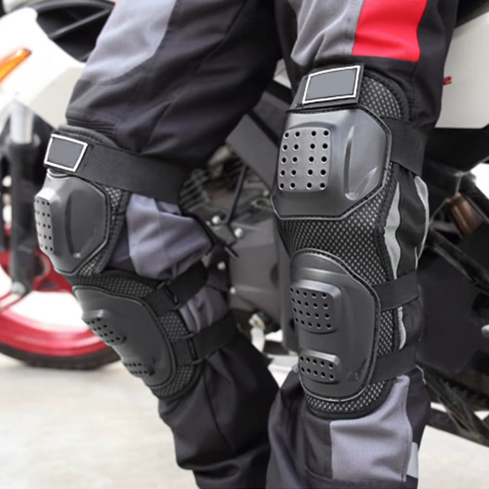 4Pcs Motorcycle Elbow Guards Knee Pad Adjustable Racing Off-Road Protective for Motocross Cycling Skating Racing Protective Gear