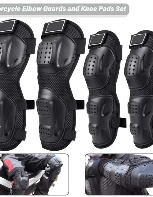 Load image into Gallery viewer, 4Pcs Motorcycle Elbow Guards Knee Pad Adjustable Racing Off-Road Protective for Motocross Cycling Skating Racing Protective Gear
