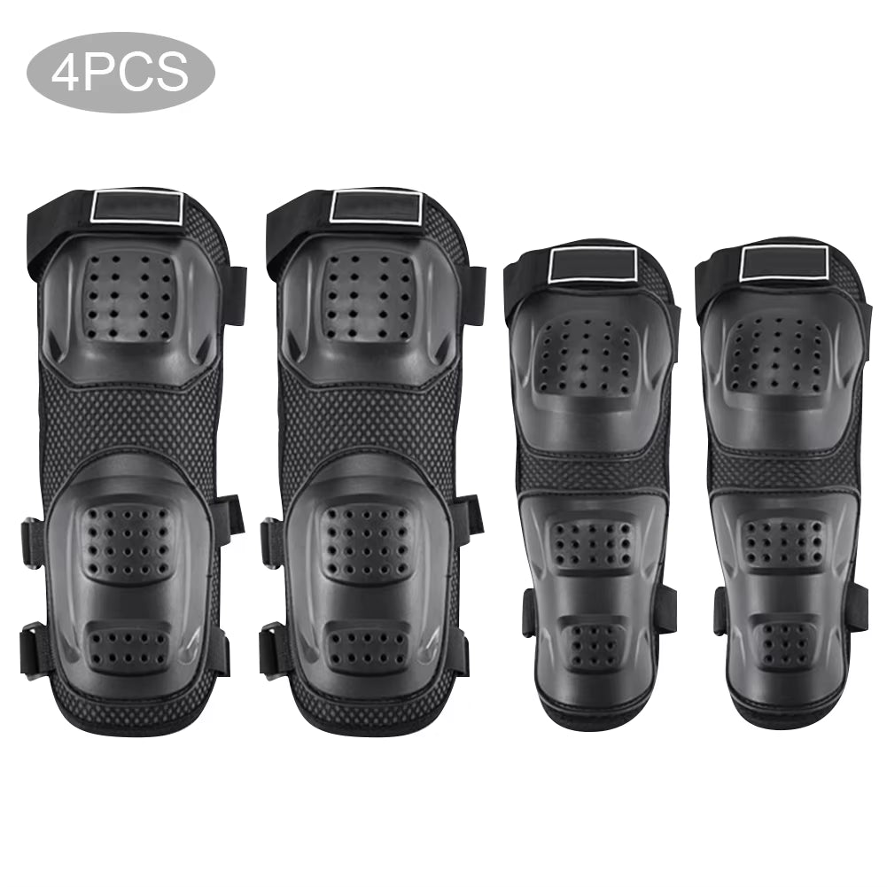 4Pcs Motorcycle Elbow Guards Knee Pad Adjustable Racing Off-Road Protective for Motocross Cycling Skating Racing Protective Gear