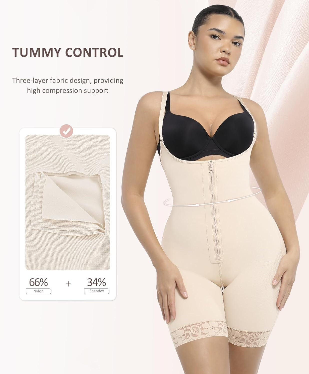 Shapewear for Women Tummy Control Fajas Colombianas Body Shaper for Women Zipper Open Bust Bodysuit Waist Trainer